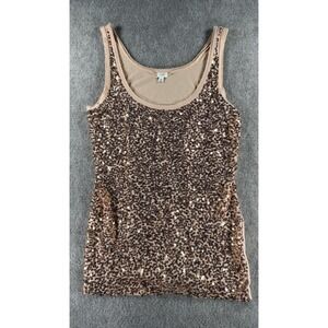 J.Crew Sequin Tank Top Women Small Rose Gold Pink Sleeveless Party Holiday